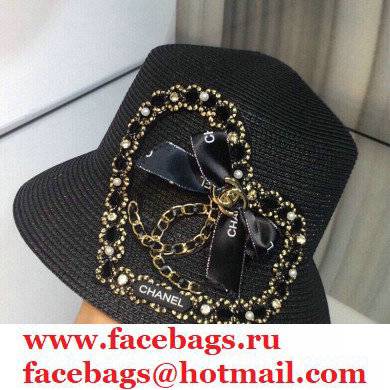 Chanel Hand-woven straw hat in Black Ch003 2021