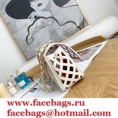 Chanel See Through Perforated Calfskin Flap Bag AS2370 White 2021 - Click Image to Close