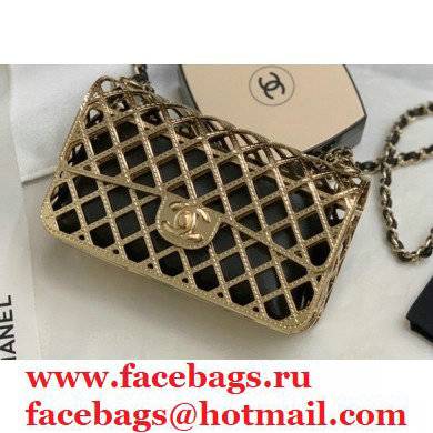 Chanel See Through Perforated Mini Evening Bag AS2535 Metallic Gold 2021 - Click Image to Close