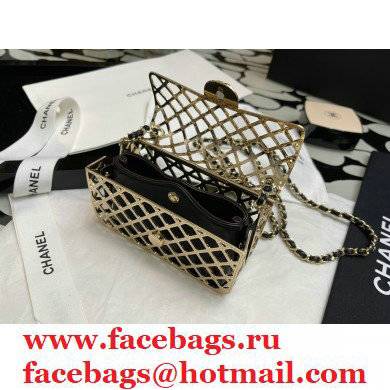Chanel See Through Perforated Mini Evening Bag AS2535 Metallic Gold 2021 - Click Image to Close