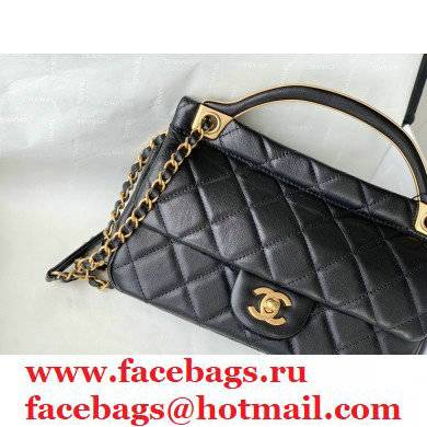 Chanel Smooth Calfskin Chain Handle Bag in BlackAs24383 2021 - Click Image to Close