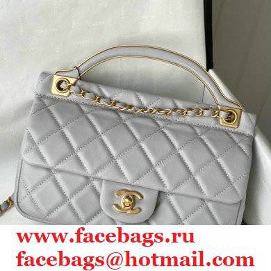 Chanel Smooth Calfskin Chain Handle Bag in Gray As24382 2021 - Click Image to Close