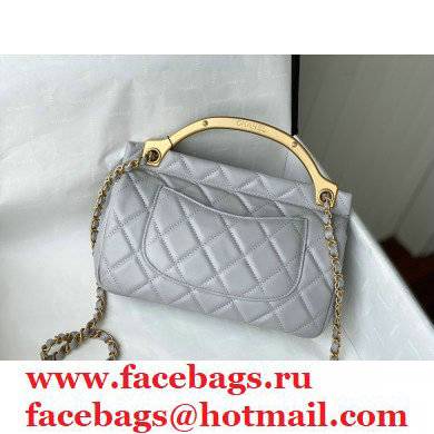 Chanel Smooth Calfskin Chain Handle Bag in Gray As24382 2021 - Click Image to Close