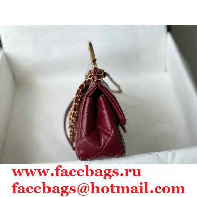 Chanel Smooth Calfskin Chain Handle Bag in RedAs24381 2021
