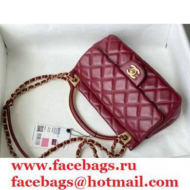 Chanel Smooth Calfskin Chain Handle Bag in RedAs24381 2021