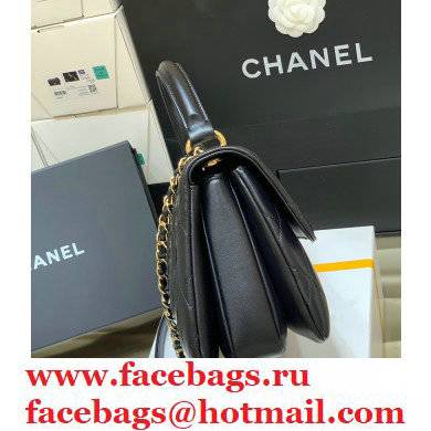 Chanel original quality Trendy CC Small Flap Top Handle Bag A92236 Black with gold hardware