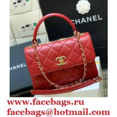 Chanel original quality Trendy CC Small Flap Top Handle Bag A92236 red with gold hardware - Click Image to Close