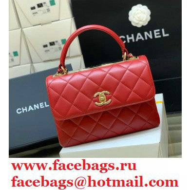 Chanel original quality Trendy CC Small Flap Top Handle Bag A92236 red with gold hardware