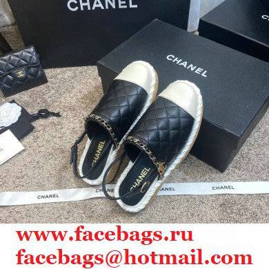 Chanel sheepskin/canvas Fisherman Sandals in Black Cs005 2021 - Click Image to Close