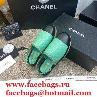 Chanel sheepskin/canvas Fisherman Sandals in Green Cs006 2021