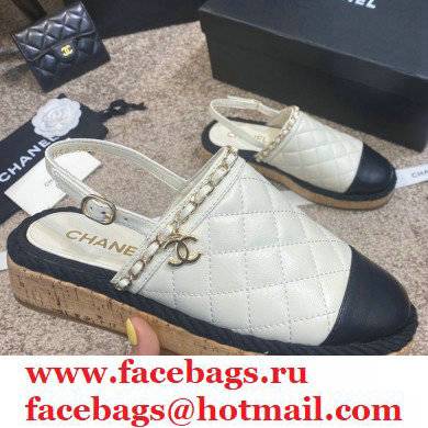 Chanel sheepskin/canvas Fisherman Sandals in White Cs004 2021 - Click Image to Close
