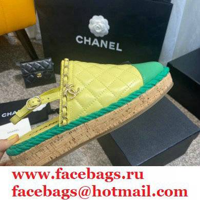 Chanel sheepskin/canvas Fisherman Sandals in Yellow Cs007 2021 - Click Image to Close