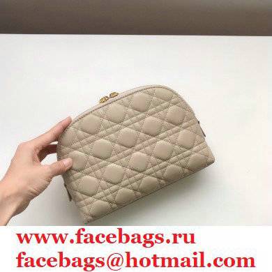 Dior Caro Beauty Pouch Bag in Cannage Lambskin Beige 2021