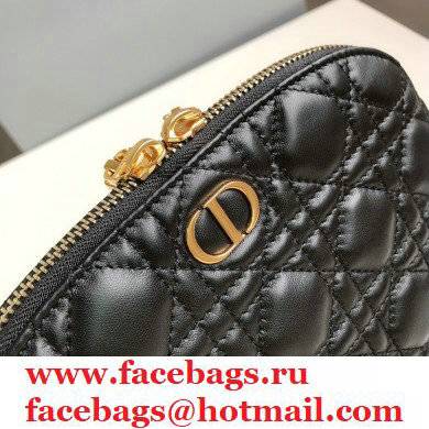 Dior Caro Beauty Pouch Bag in Cannage Lambskin Black 2021