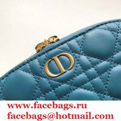 Dior Caro Beauty Pouch Bag in Cannage Lambskin Deep Ocean Blue 2021
