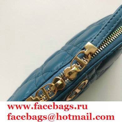 Dior Caro Beauty Pouch Bag in Cannage Lambskin Deep Ocean Blue 2021