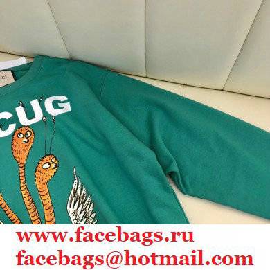 GUCCI Online Exclusive Freya Hartas ICCUG print sweatshirt GREEN 2021 - Click Image to Close