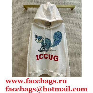 GUCCI Sweatshirt with ICCUG animal print by Freya Hartas WHITE 2021