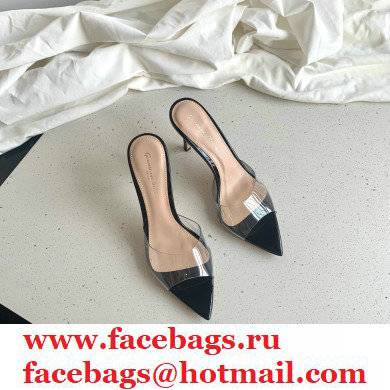 Gianvito Rossi Heel 10cm PVC Elle Mules Transparent Black - Click Image to Close