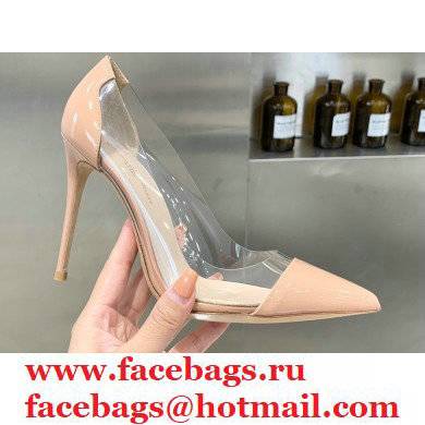 Gianvito Rossi Heel 10cm Plexi Pumps Patent Nude - Click Image to Close