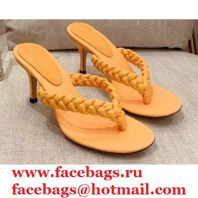 Gianvito Rossi Heel 7.5cm Woven Tropea Thong Sandals Mules Yellow - Click Image to Close