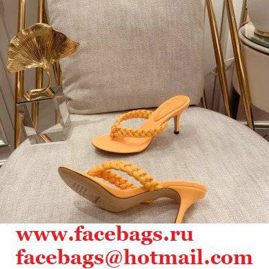 Gianvito Rossi Heel 7.5cm Woven Tropea Thong Sandals Mules Yellow