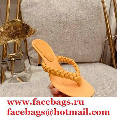 Gianvito Rossi Heel 7.5cm Woven Tropea Thong Sandals Mules Yellow