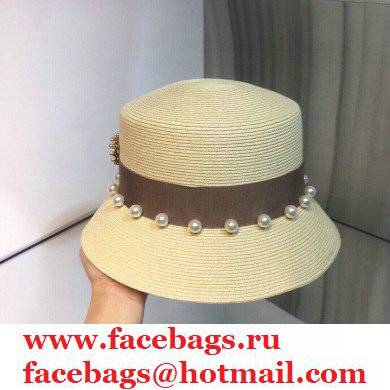 Gucci pearl Hand-woven straw hat in Khaki Gh005 2021