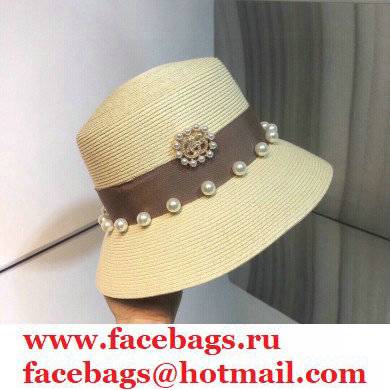 Gucci pearl Hand-woven straw hat in Khaki Gh005 2021