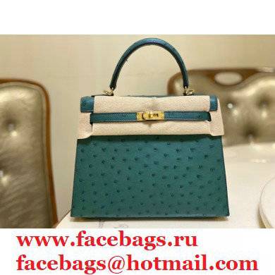 HERMES OSTRICH LEATHER KELLY 25 BAG Malachite