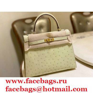HERMES OSTRICH LEATHER KELLY 25 BAG creamy