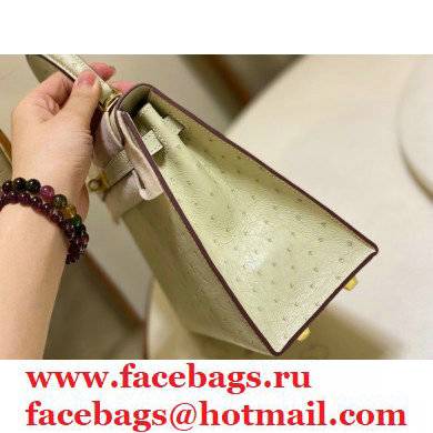 HERMES OSTRICH LEATHER KELLY 25 BAG creamy