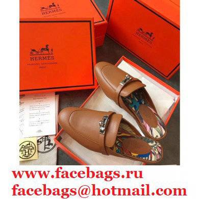 Hermes Calfskin Kelly shoe buckle Mules shoes in Brown Her012 2021