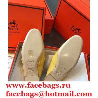 Hermes Calfskin Kelly shoe buckle Mules shoes in Yellow Her009 2021 - Click Image to Close