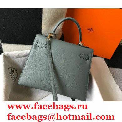 Hermes Kelly 25CM Almond green Epsom Leather Palladium Hardware Handbag 2021 - Click Image to Close