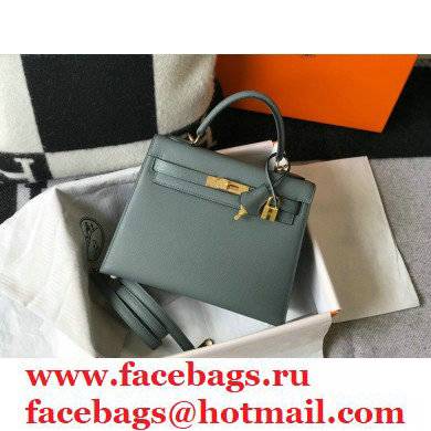 Hermes Kelly 25CM Almond green Epsom Leather Palladium Hardware Handbag 2021 - Click Image to Close