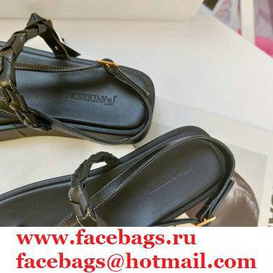 JW Anderson Braided Leather Strap Flatform Sandals Black 2021
