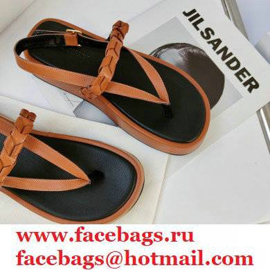 JW Anderson Braided Leather Strap Flatform Sandals Brown 2021