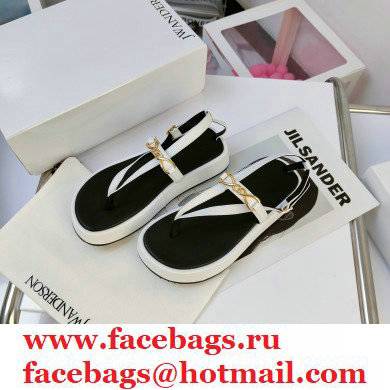 JW Anderson Chain Leather Strap Flatform Sandals White 2021 - Click Image to Close