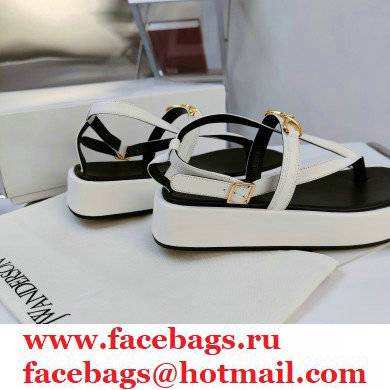 JW Anderson Chain Leather Strap Flatform Sandals White 2021