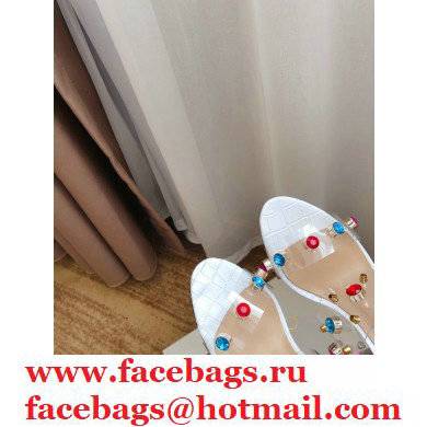Jimmy Choo Heel 10.5cm PVC Mules White with Crystal Stud Embellishment 2021