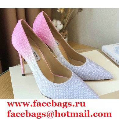 Jimmy Choo Heel 10.5cm ROMY Pointed-Toe Pumps Satin with Crystal Hotfix Embellishment 2021