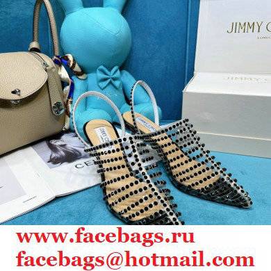 Jimmy Choo Heel 6.5cm Thu Crystal Stud Point Toe Heels Black 2021 Jimmy Choo Heel 6.5cm Thu Crystal Stud Point Toe Heels Black 2021