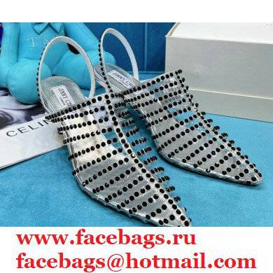 Jimmy Choo Heel 6.5cm Thu Crystal Stud Point Toe Heels Silver 2021 Jimmy Choo Heel 6.5cm Thu Crystal Stud Point Toe Heels Silver 2021