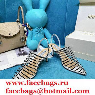 Jimmy Choo Heel 6.5cm Thu Crystal Stud Point Toe Heels White 2021 Jimmy Choo Heel 6.5cm Thu Crystal Stud Point Toe Heels White 2021