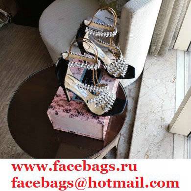 Jimmy Choo Heel 8.5cm Josefine Sandals Black with Crystal Embellishment 2021 Jimmy Choo Heel 8.5cm Josefine Sandals Black with Crystal Embellishment 2021