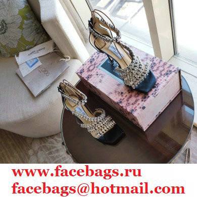 Jimmy Choo Heel 8.5cm Josefine Sandals Black with Crystal Embellishment 2021