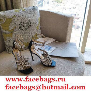 Jimmy Choo Heel 8.5cm Josefine Sandals Black with Crystal Embellishment 2021