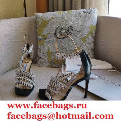 Jimmy Choo Heel 8.5cm Josefine Sandals Black with Crystal Embellishment 2021