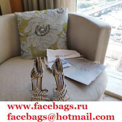 Jimmy Choo Heel 8.5cm Josefine Sandals Black with Crystal Embellishment 2021